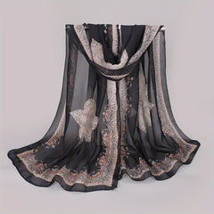 Paisley Print Chiffon Scarf Vintage Thin Shawl Boho Hijab Sunscreen Head Wrap