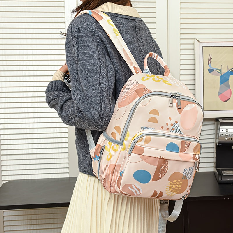 Stylish Lightweight Diaper Backpack Abstract Design Multifunctional