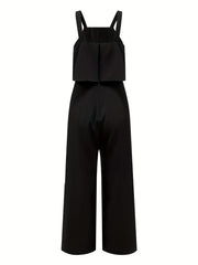 Tropical Print Wide Leg Jumpsuit Sleeveless