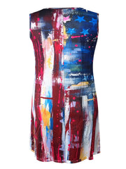 Independence Casual Tank Dress Women's Plus Stripe & Star Print