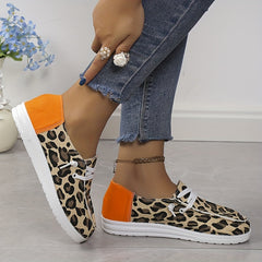 Leopard Pattern Loafers Lace Up Slip On Shoes
