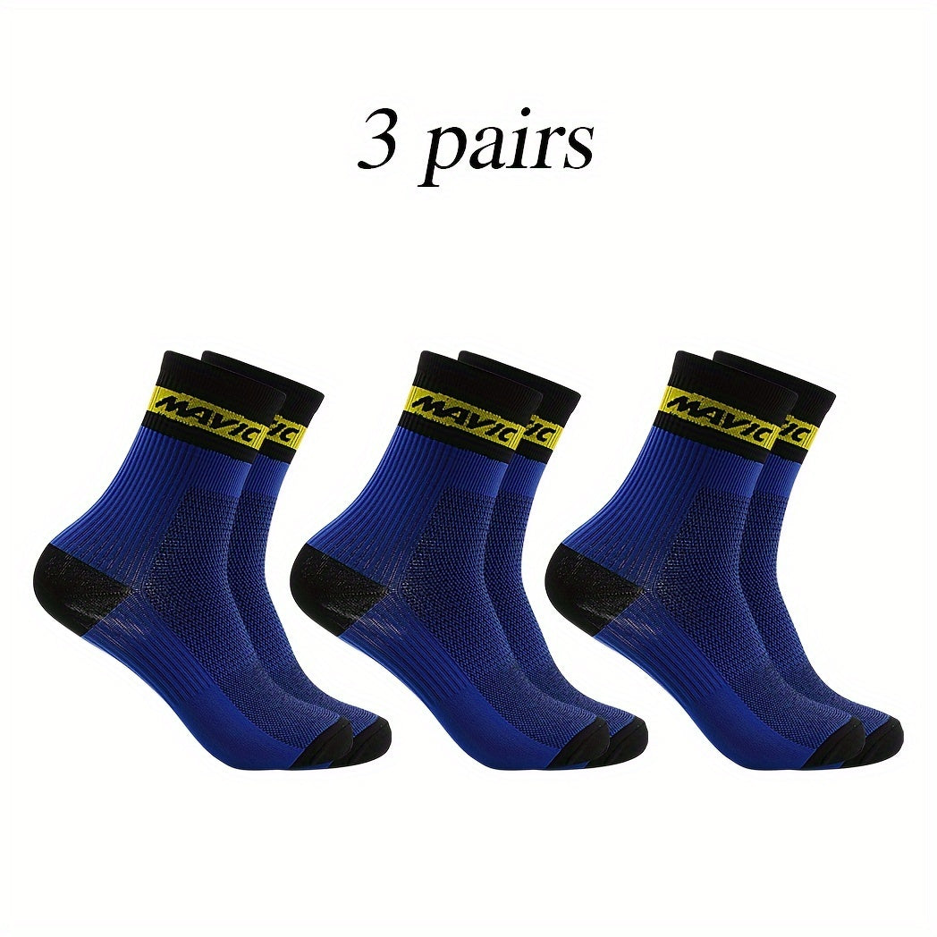 3 Pairs Men's Crew Sport Socks Sweat Absorbing Nylon Blend Comfy Breathable