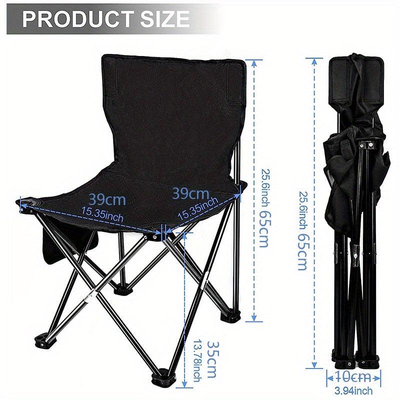 Portable Folding Chair with Side Pocket and Storage Bag for Outdoor Activities