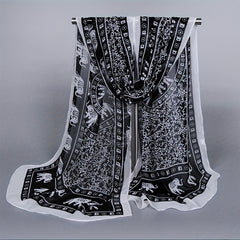 Boho Print Chiffon Scarf Vintage Long Shawl Breathable Head Wrap Hijab