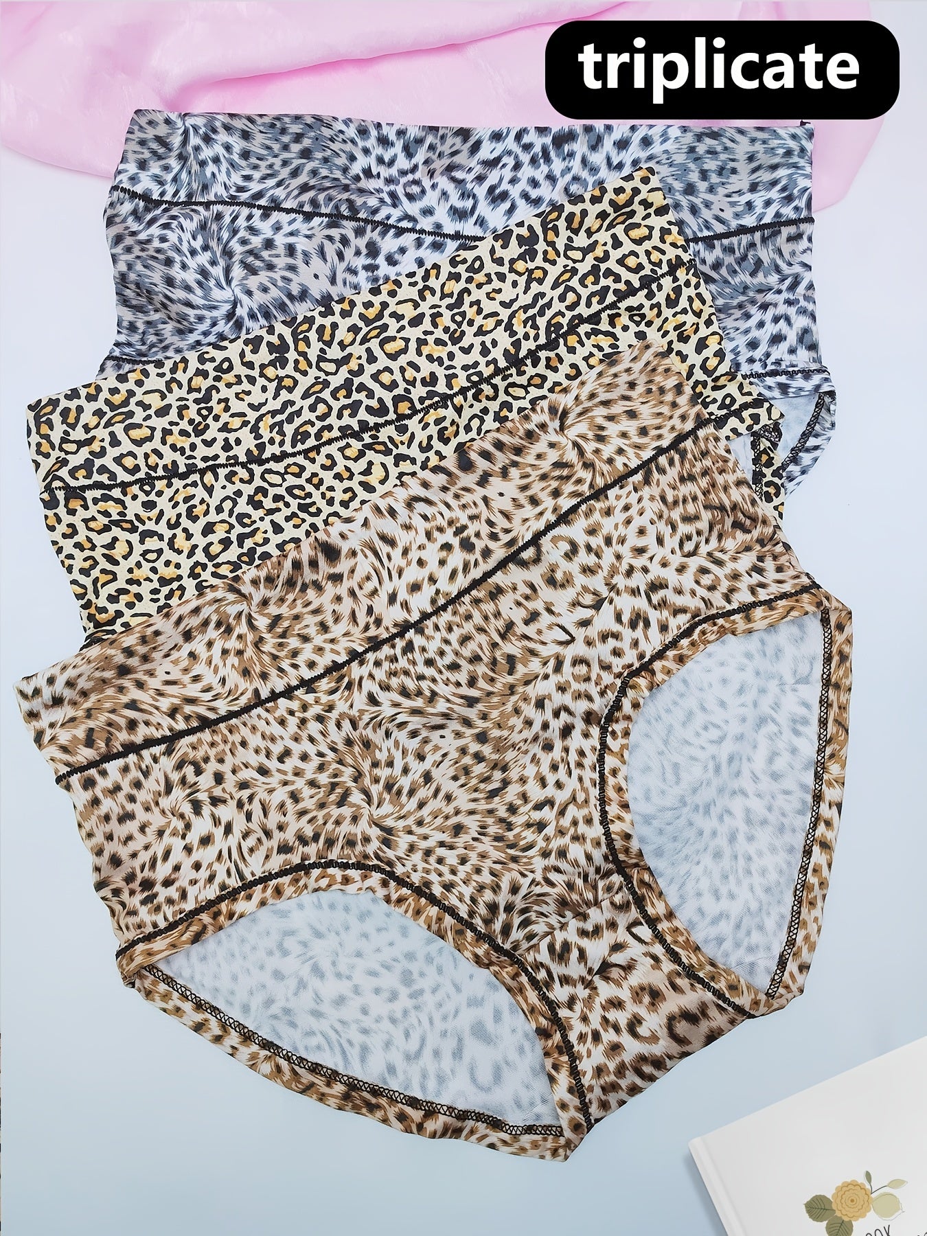 3pcs Leopard Print Briefs High Waist Tummy Control Intimates Panties