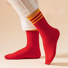 3 Pairs Red Socks Year Gift Christmas Gift Soft Dress Socks Thin Crew Socks