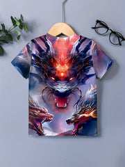 Boys' 3D Dragon Graphic T Shirt for Summer Outdoor Fun