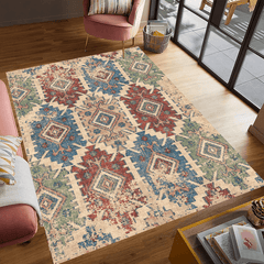 Fluffy Faux Wool Area Rug Vintage Bohemian Carpet Living Room Bedroom