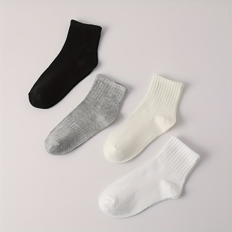 4 Pairs Solid Socks Women's Comfy & Breathable Stockings