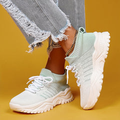 Soft Thick Bottom Shock Absorption Woven Shoes