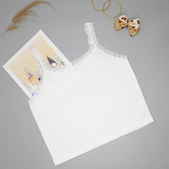 Lace Patchwork Cami Crop Top Ribbed Tank Top