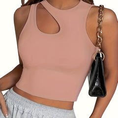 Hollow Out Tank Top Sleeveless Crew Neck Lingerie