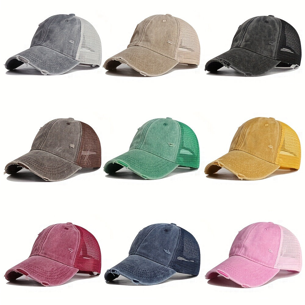 Mesh Baseball Cap Trucker Hat Sunshade Adjustable Hip Hop Outdoor Casual