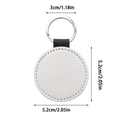10pcs PU Double sided Heat Transfer Keychains Round Shaped Key Chain Pendant