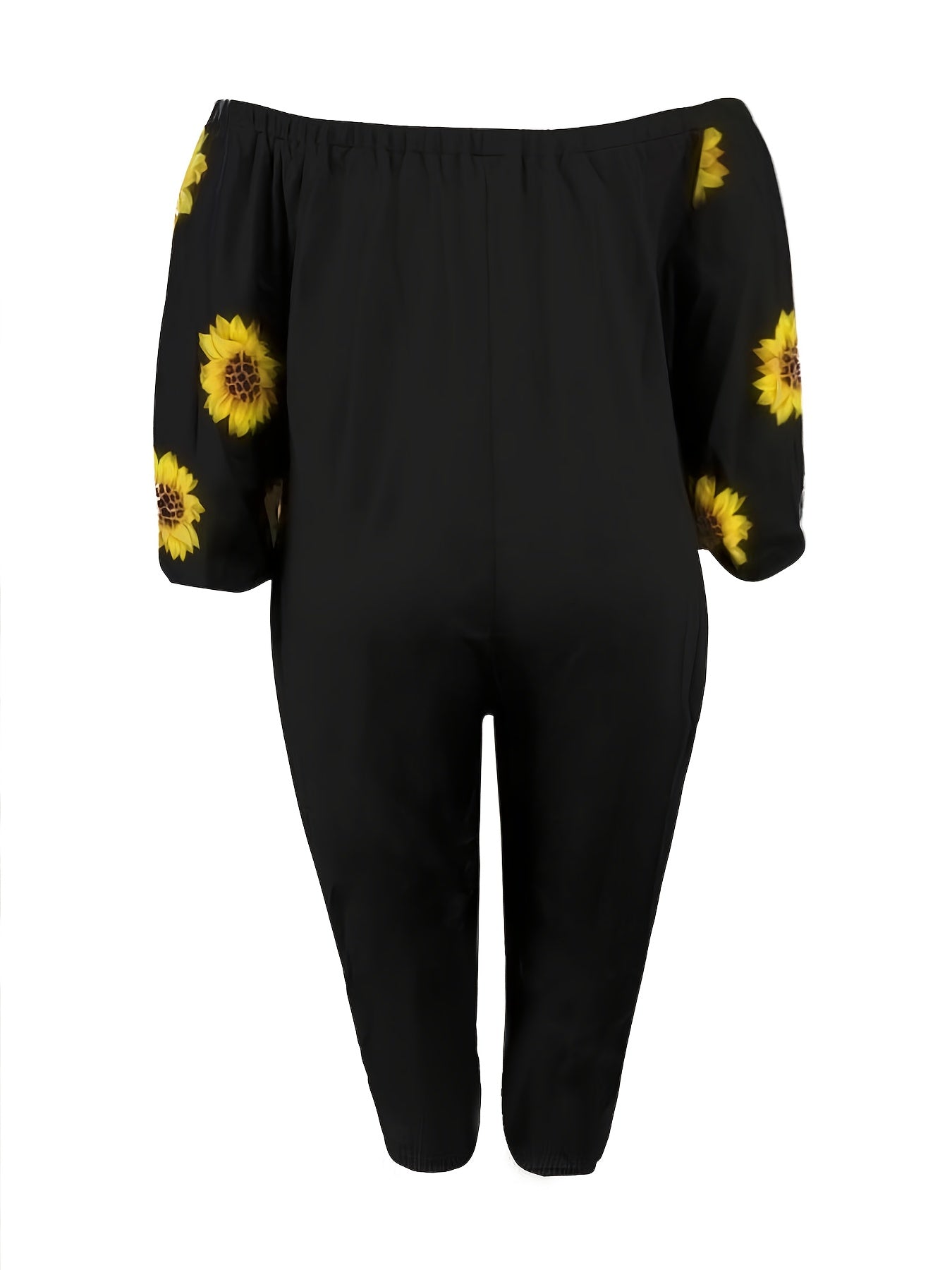 Floral Print Off Shoulder Tapered Leg Jumpsuit