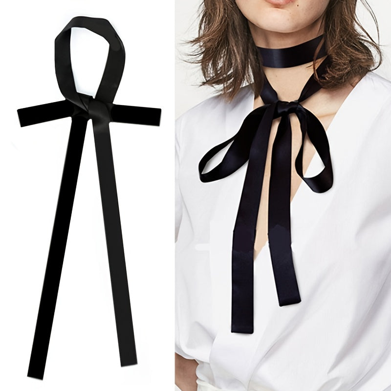 Silky Female Bow Tie Thin Ribbon Neckerchief Silk Tie