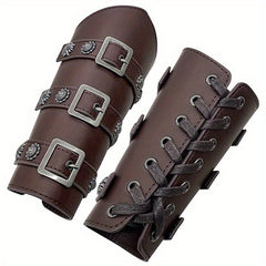 Medieval Knight & Pirate Arm Bracers Adjustable Faux Leather Armor