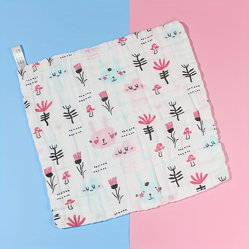 5pcs Kids' Cotton Towels 6-layer High Density Cartoon Face Towels