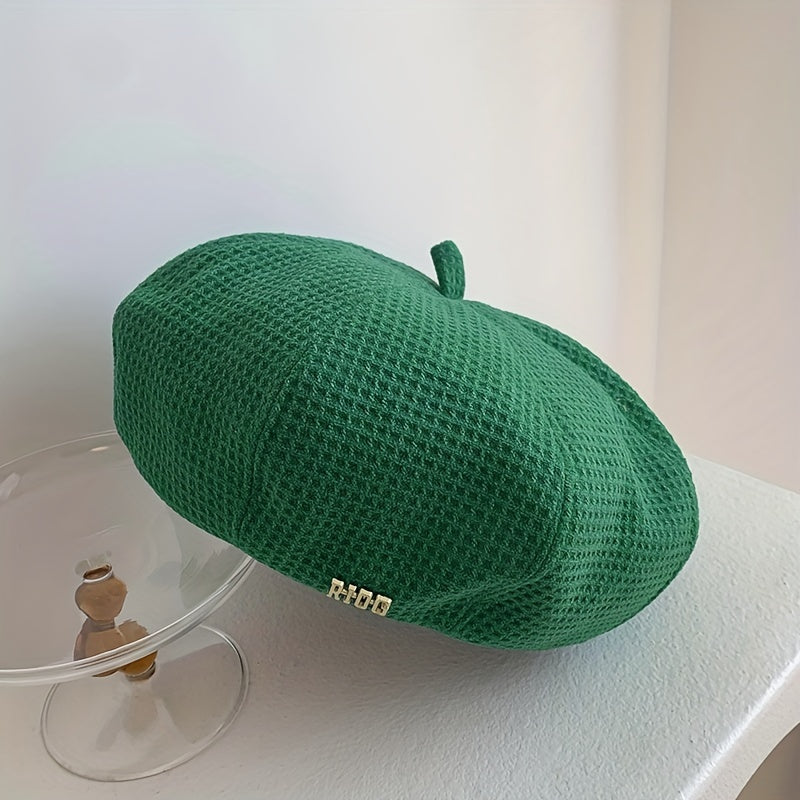 Embossed Beret Solid Vintage Painter Cap Octagonal Hat For Women
