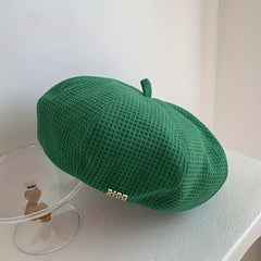 Embossed Beret Solid Vintage Painter Cap Octagonal Hat For Women