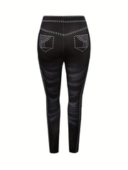 Denim Print High Stretch Fitness Leggings