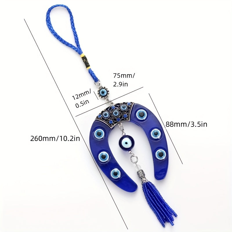 Horse Foot Shape Alloy Keychain Devil's Eye Pendent Car Ornament