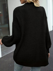 Casual Cardigan Women's Plus Solid Lantern Sleeve Open Front Cardigan
