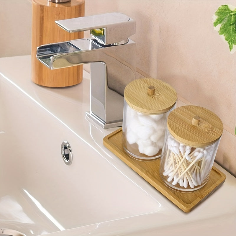 3pcs Clear Plastic Swab Holders with Lid for Vanity Dresser