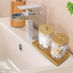 3pcs Clear Plastic Swab Holders with Lid for Vanity Dresser