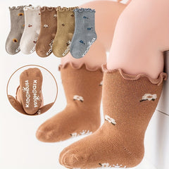 3 Pairs of Cartoon Floral Socks for Baby Boys & Girls