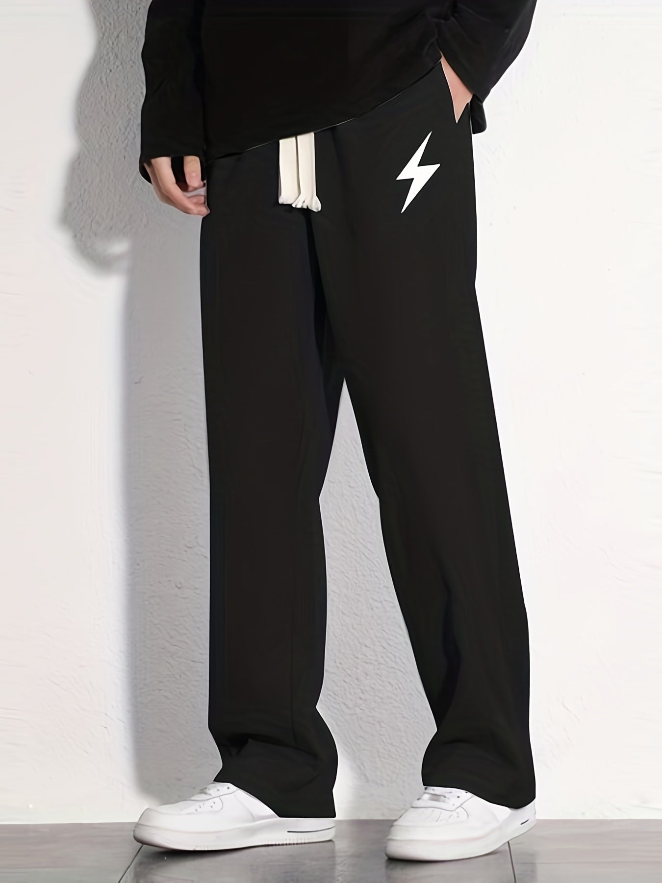 Lightning Pattern Joggers Men's Casual Loose Fit Pants