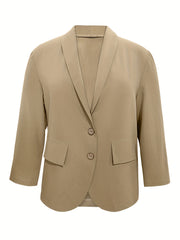 Women's Plus Size Solid Long Sleeve Casual Blazer