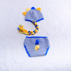 Newborn Dino Knit Hat & Shorts Set for Baby Photos