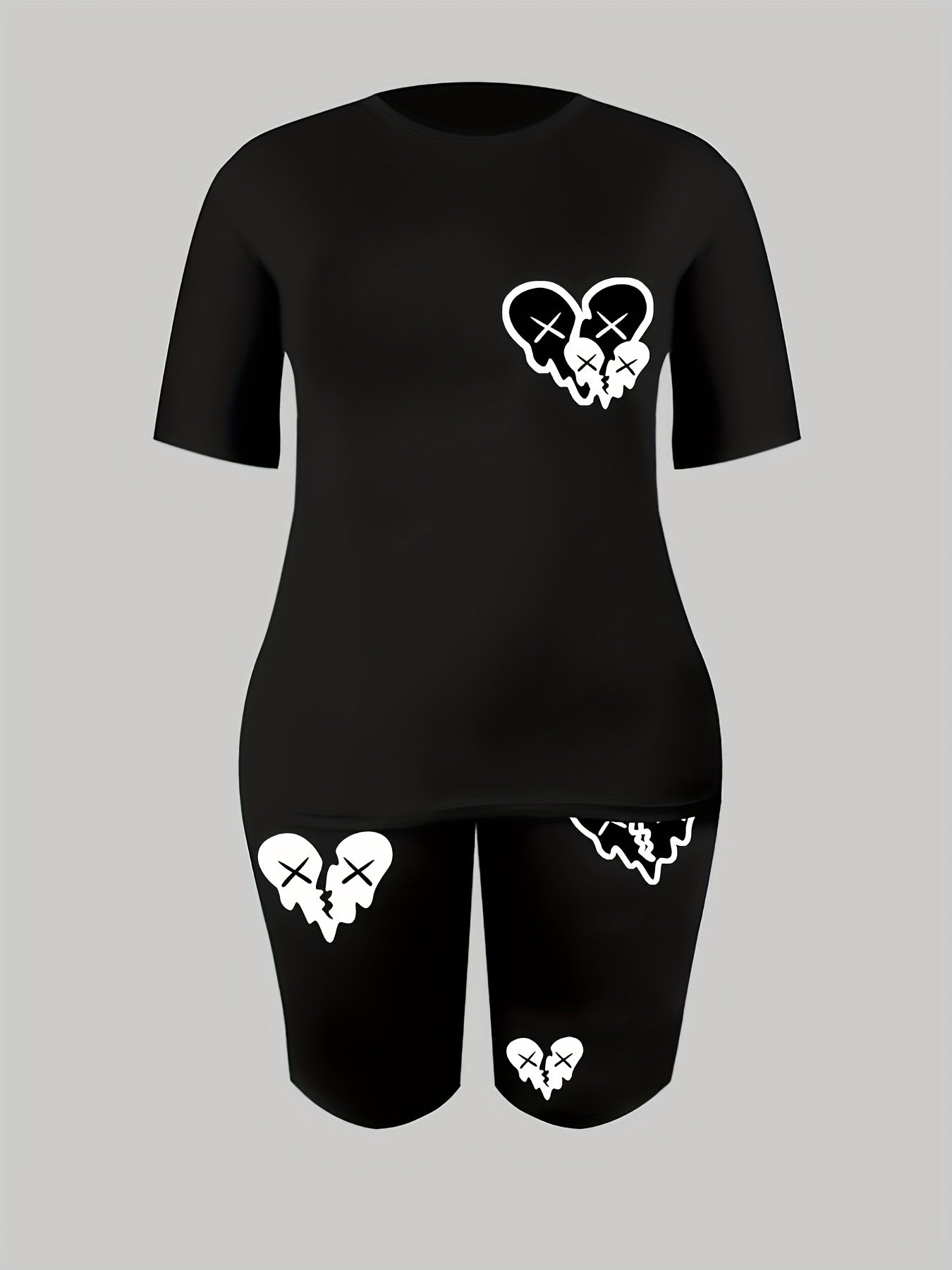 Women's Plus Heart Print Tee & Shorts Set