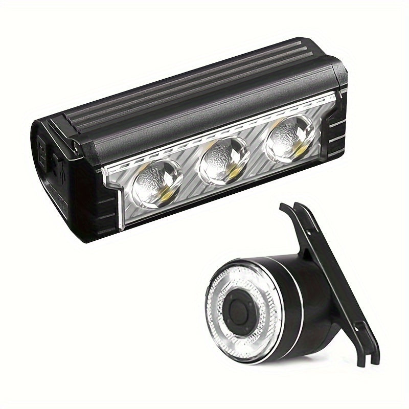 USB Rechargeable Bike Light Set, Front Rear LED Cycling Tail and Headlight