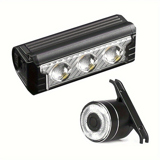 USB Rechargeable Bike Light Set, Front Rear LED Cycling Tail and Headlight