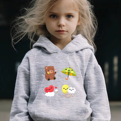 Bear & Heart Pattern 2pcs Breathable Activewear Sets Girls