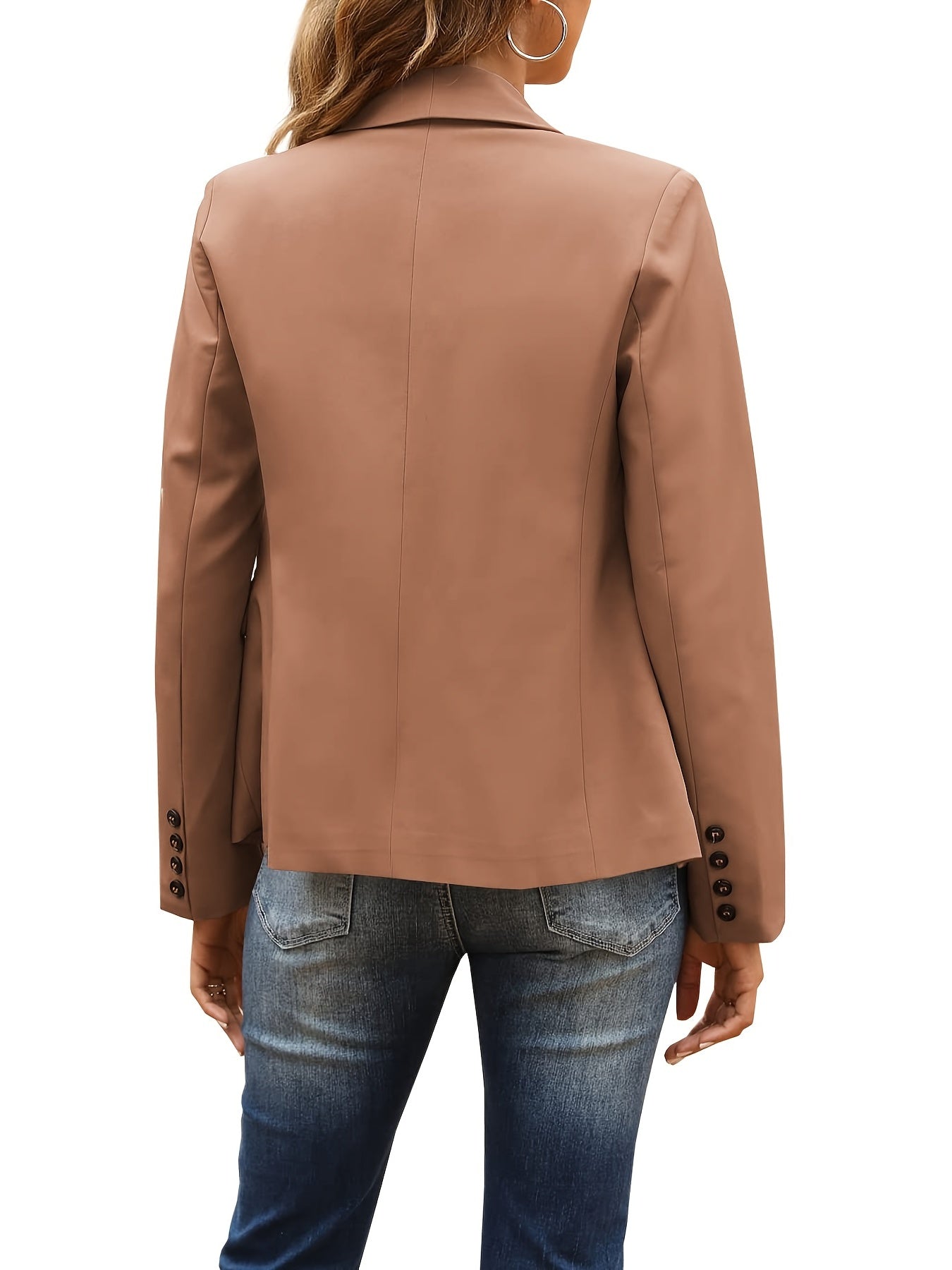 Lapel Solid Blazer Long Sleeve Work Office Outerwear Women's Clothing