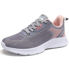 Gray & Pink Mesh Sneakers Lightweight Running Shoes Women's Footwear