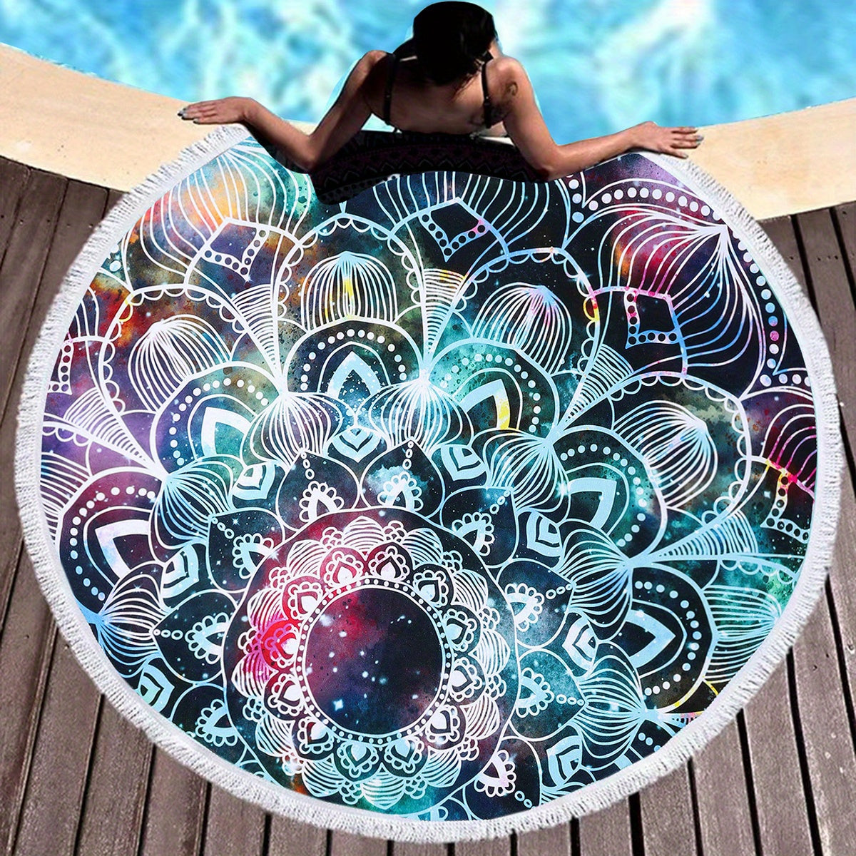 Soft Absorbent Round Beach Towel for Outdoor Travel