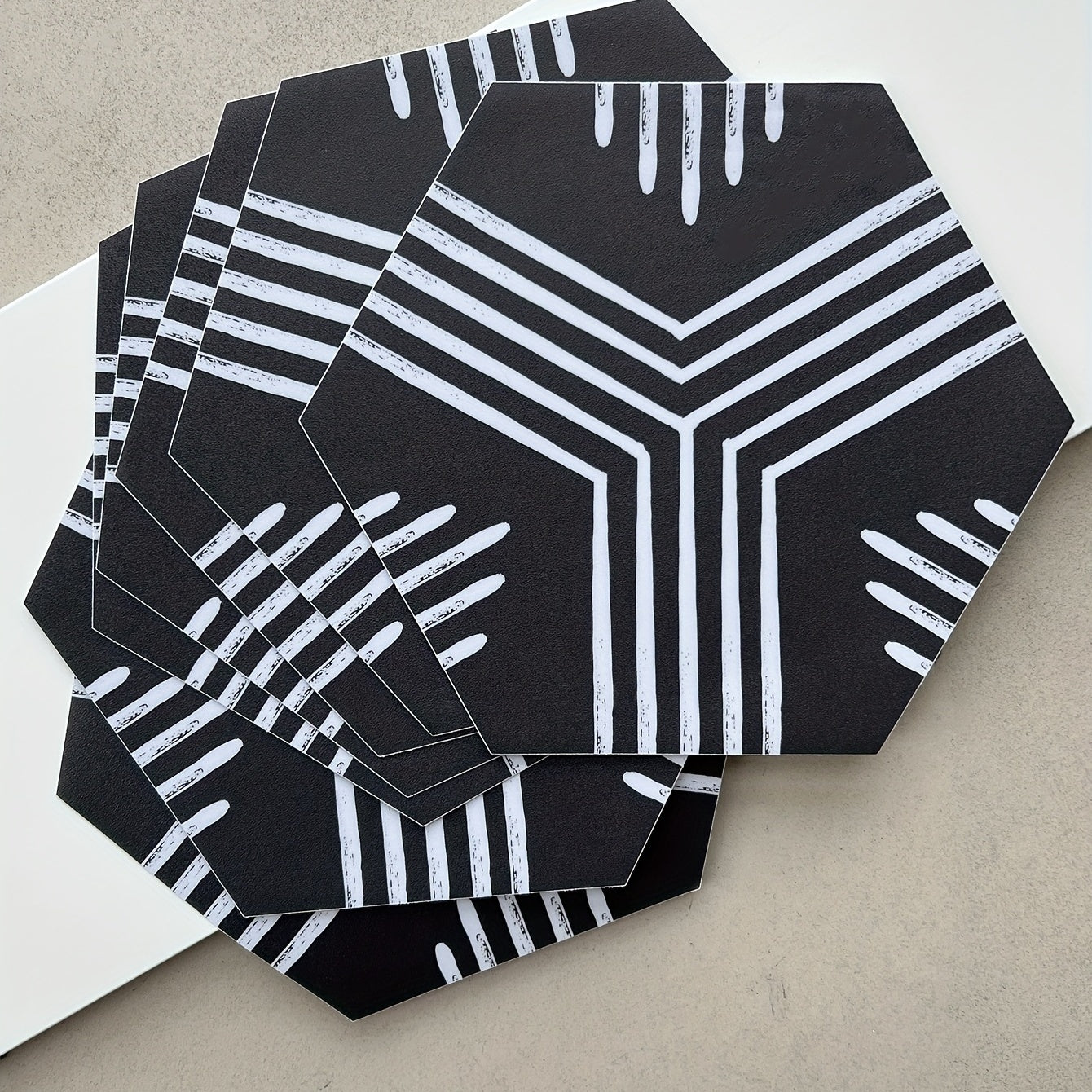 7pcs Hexagonal Floor Tile Sticker Waterproof PVC Easy Peel and Stick