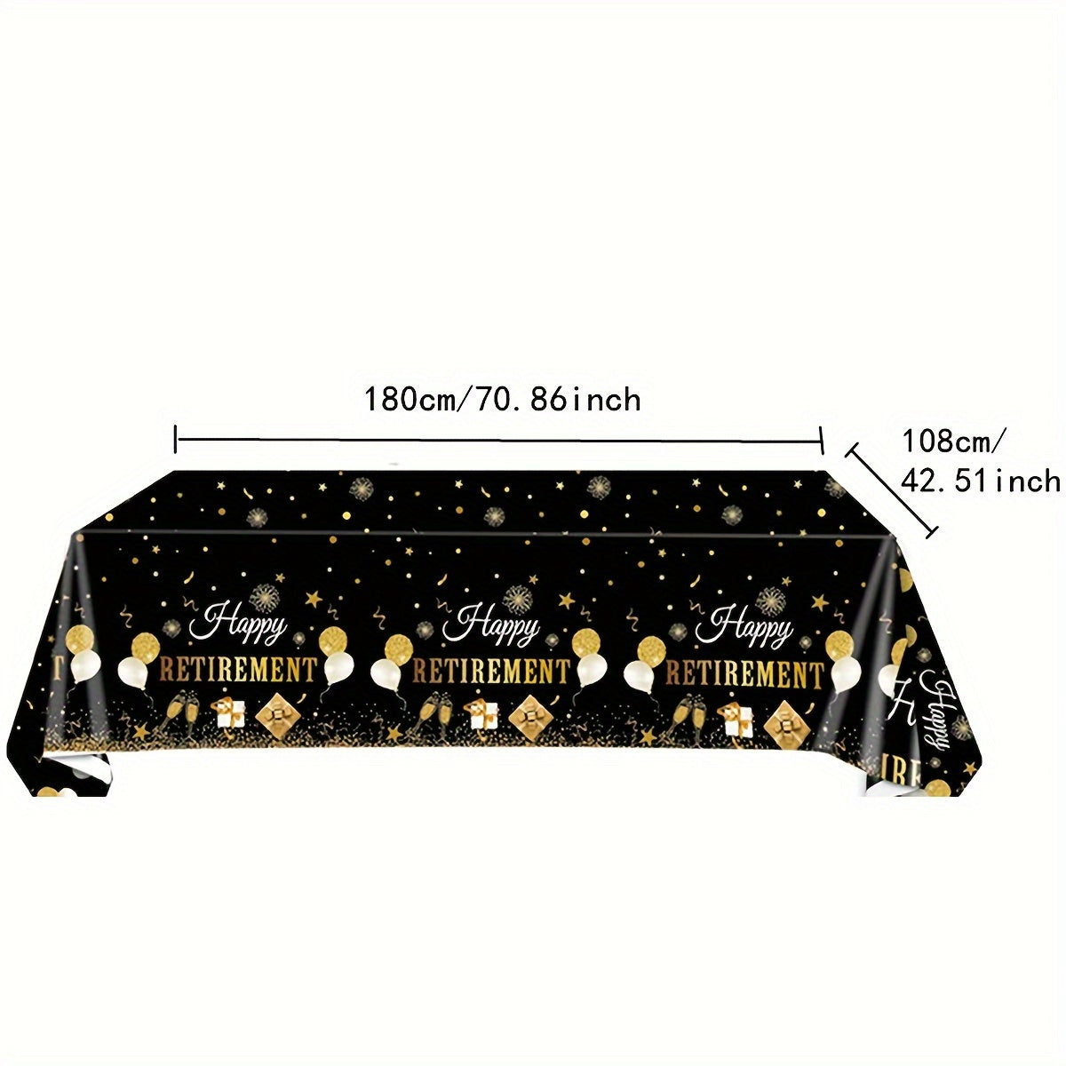 Golden Happy Retirement Tablecloth Disposable Plastic Table Cover