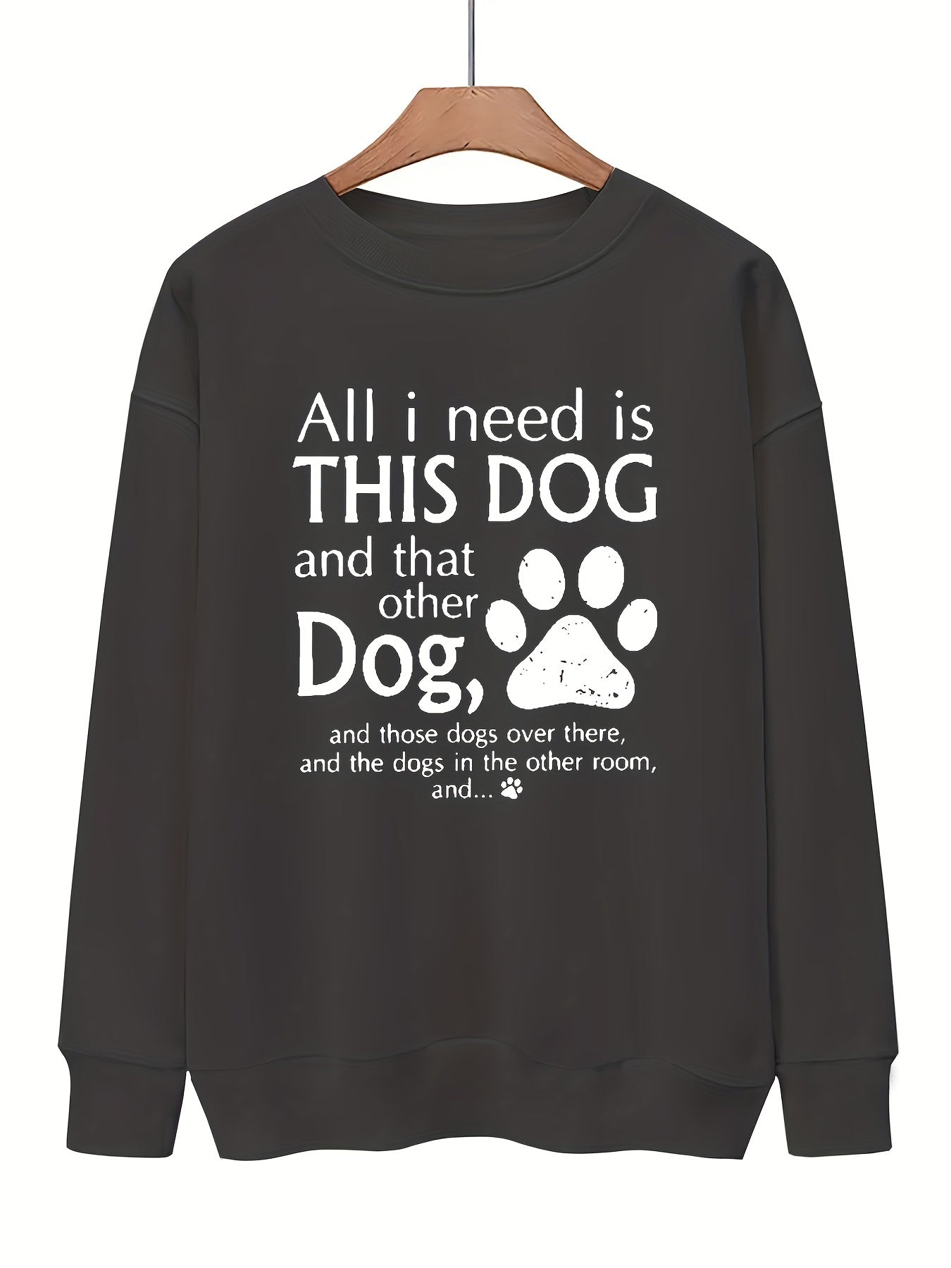 Dog Foot & Letter Print Pullover Sweatshirt for Women