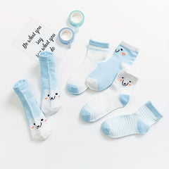 10 Pairs Baby Girls Cartoon Bear Pattern Socks for Spring Summer