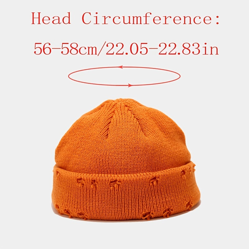 Unisex Woolen Retro Ripped Hip-hop Knitted Hat