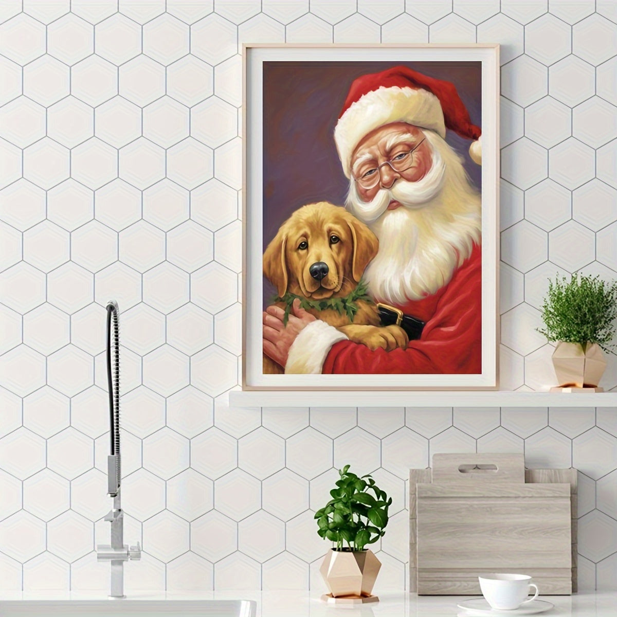 Santa Claus Canvas Painting Poster Print for Home Christmas Decor