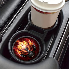 2pcs Flame Skull Print Car Coasters