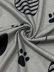 Cat & Paw Print Long Sleeve Open Front Cardigan