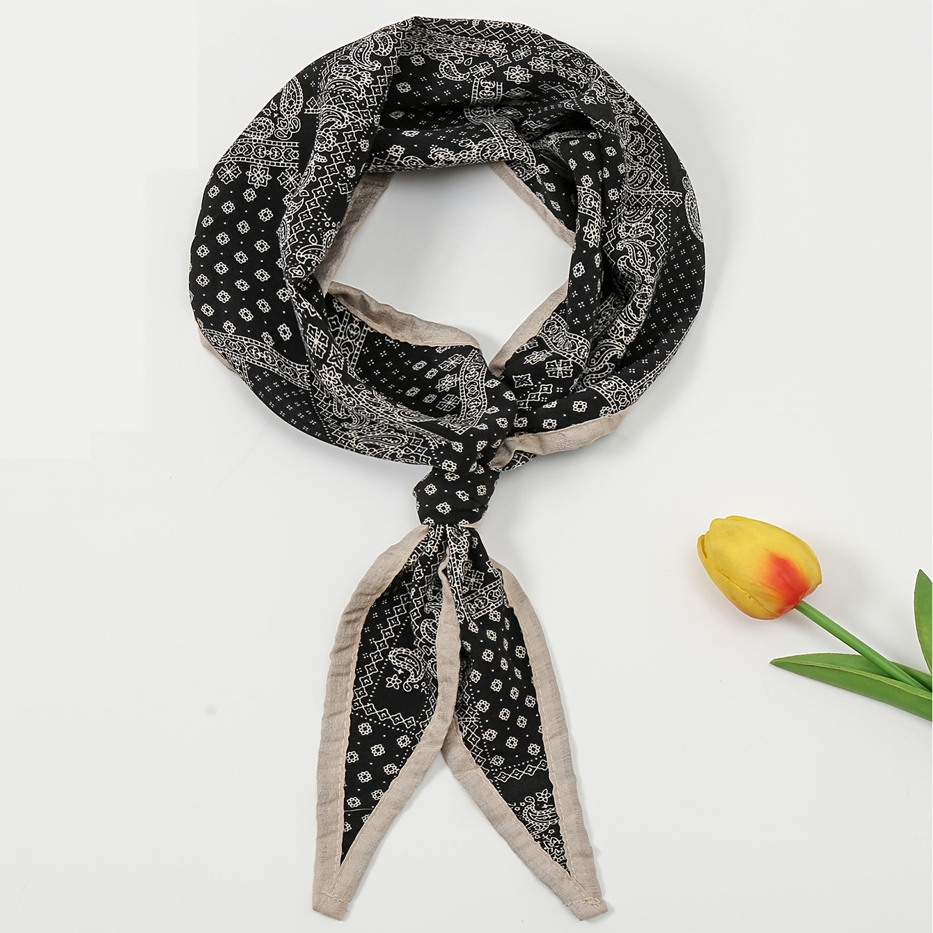 Vintage Plaid Print Triangle Scarf Women's Shawl Headwrap Neck Scarf