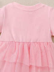 Toddler Girls Short Sleeves Letter Graphic Princess Dress